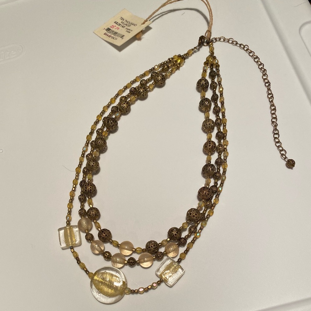 Beaded Necklace- Ten Thousand Villages- bronze, yellow and antique gold …